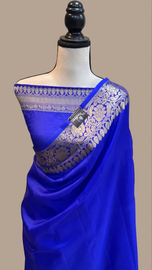 Handcrafted Katan Silk Saree with Traditional Jacquard Border Detailing